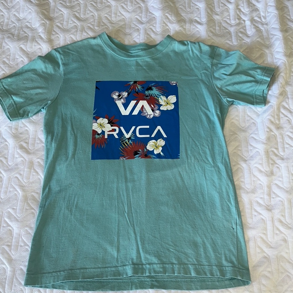 RVCA Teal T-Shirt with Floral Graphic